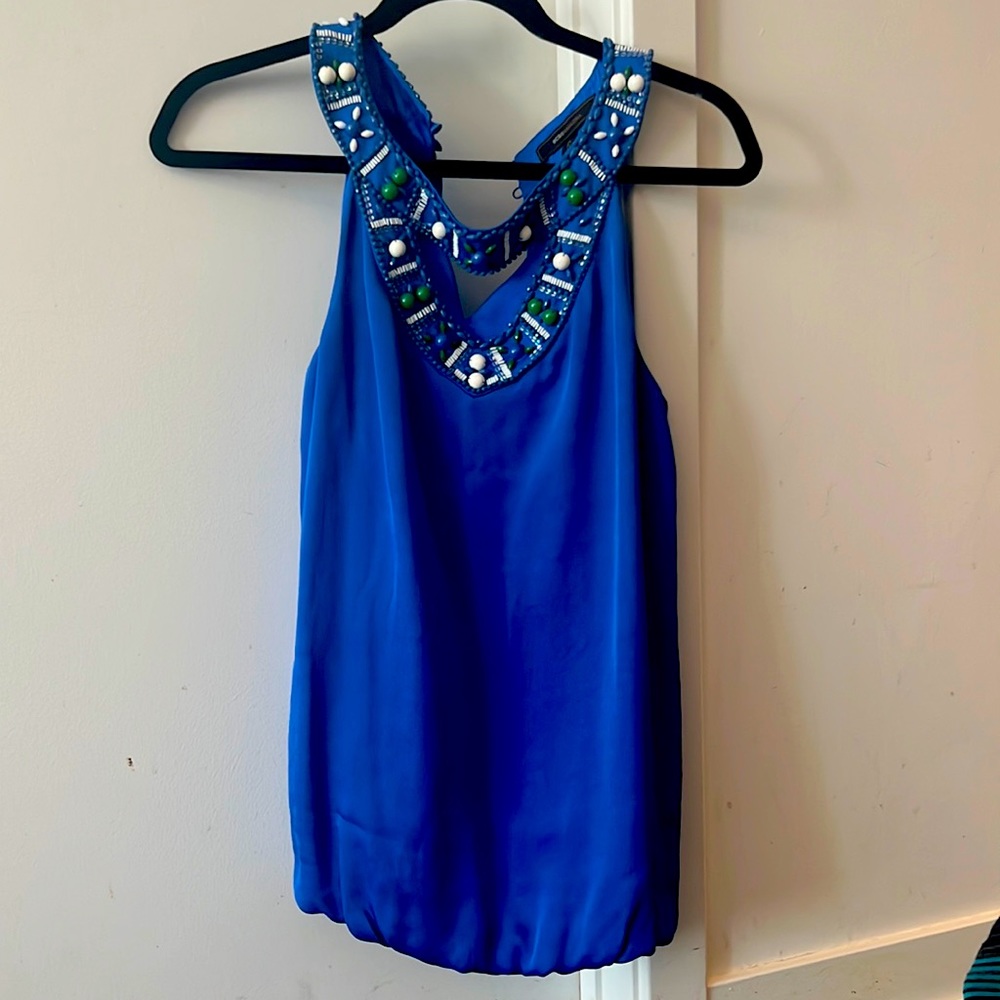BCBG blue embellished top